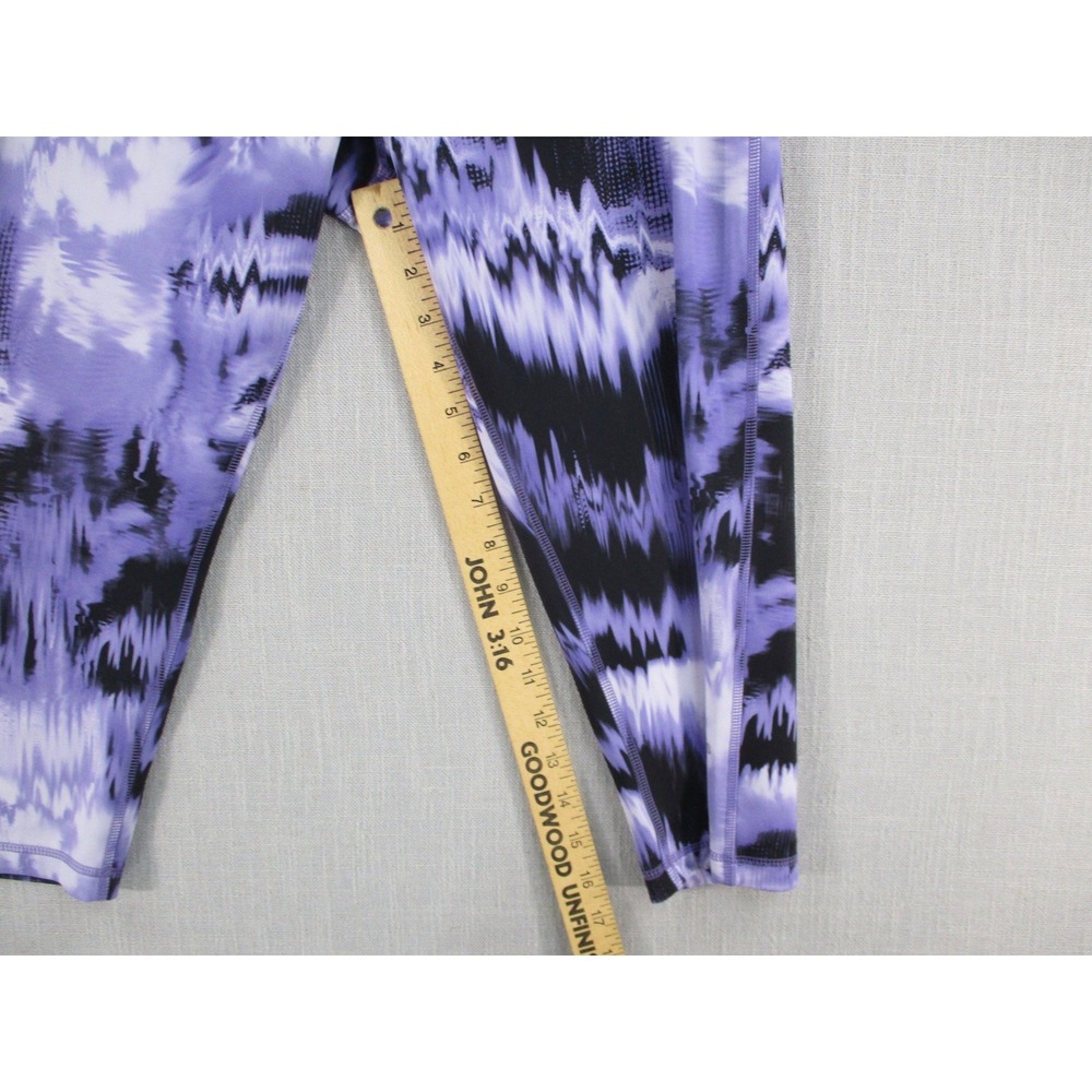 Adidas Womens Purple Black Abstract Wave Print Cropped Legging L Athletic Tights - Picture 5 of 13